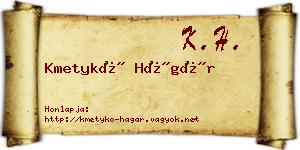Kmetykó Hágár névjegykártya